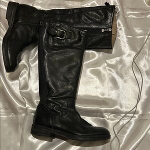 Alberto Fermani Black Leather Combat Boots